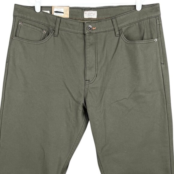 NWT Weatherproof Vintage Men Bonded Fleece Lined Green Canvas Pant 40x30 Regular - Picture 3 of 16
